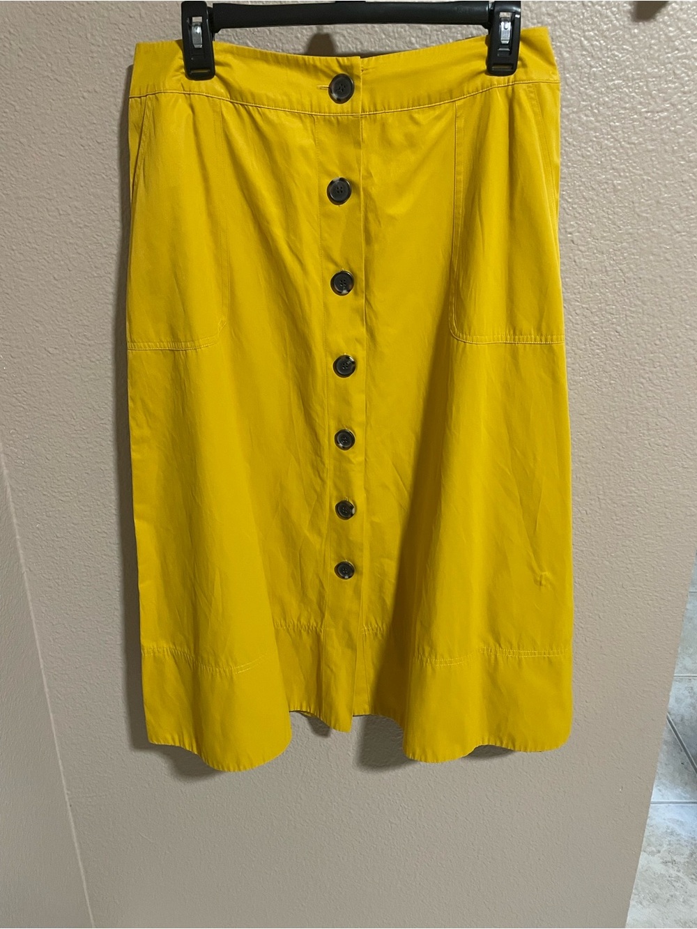 Hobbs Yellow Button-Front Women's Midi Skirt NWOT
